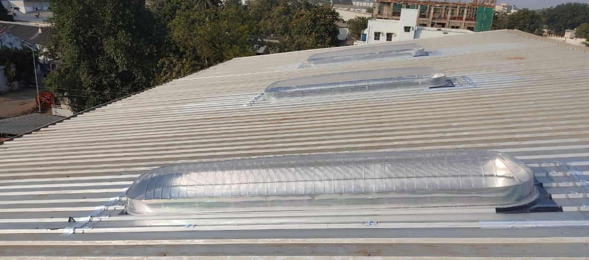 Extra large sunlight pipe from roof view